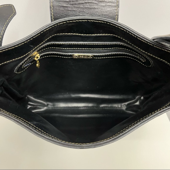 ❤️SOLD❤️ Vintage Fendi Pequin Shoulder Bag Black and Brown Striped Fabulous - Picture 12 of 13